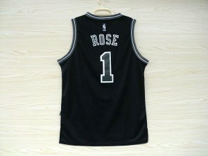 Maillot De Basket Chicago Bulls Derrick Rose 1 Tissus Sportif Fans Edition All Noir